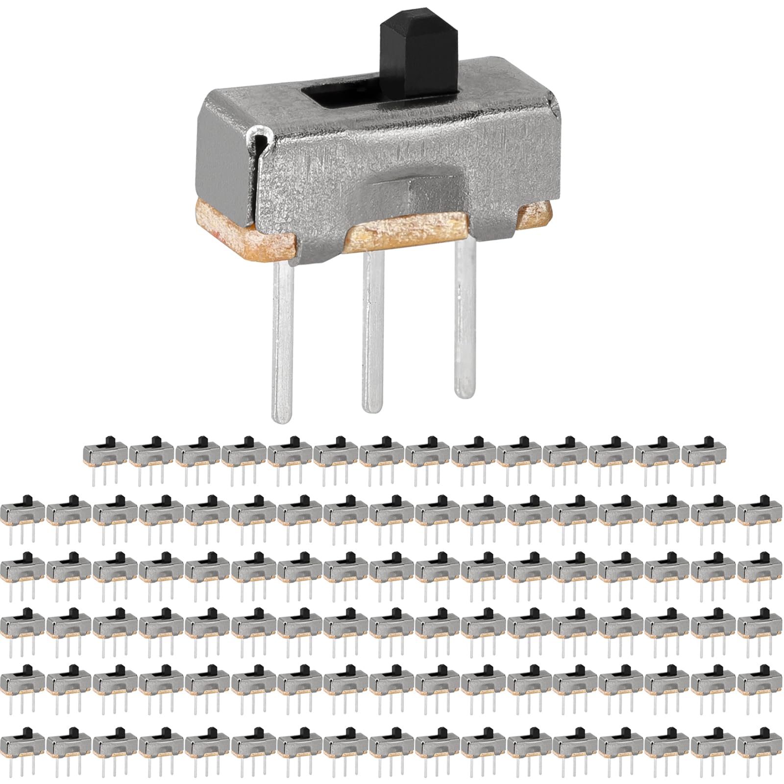 100Pcs High Knob 3 Pin 2 Position 1P2T SPDT Vertical Slide Switch with PCB Panel for Arduino, 0.5 Amp, 50V DC, 2 mm