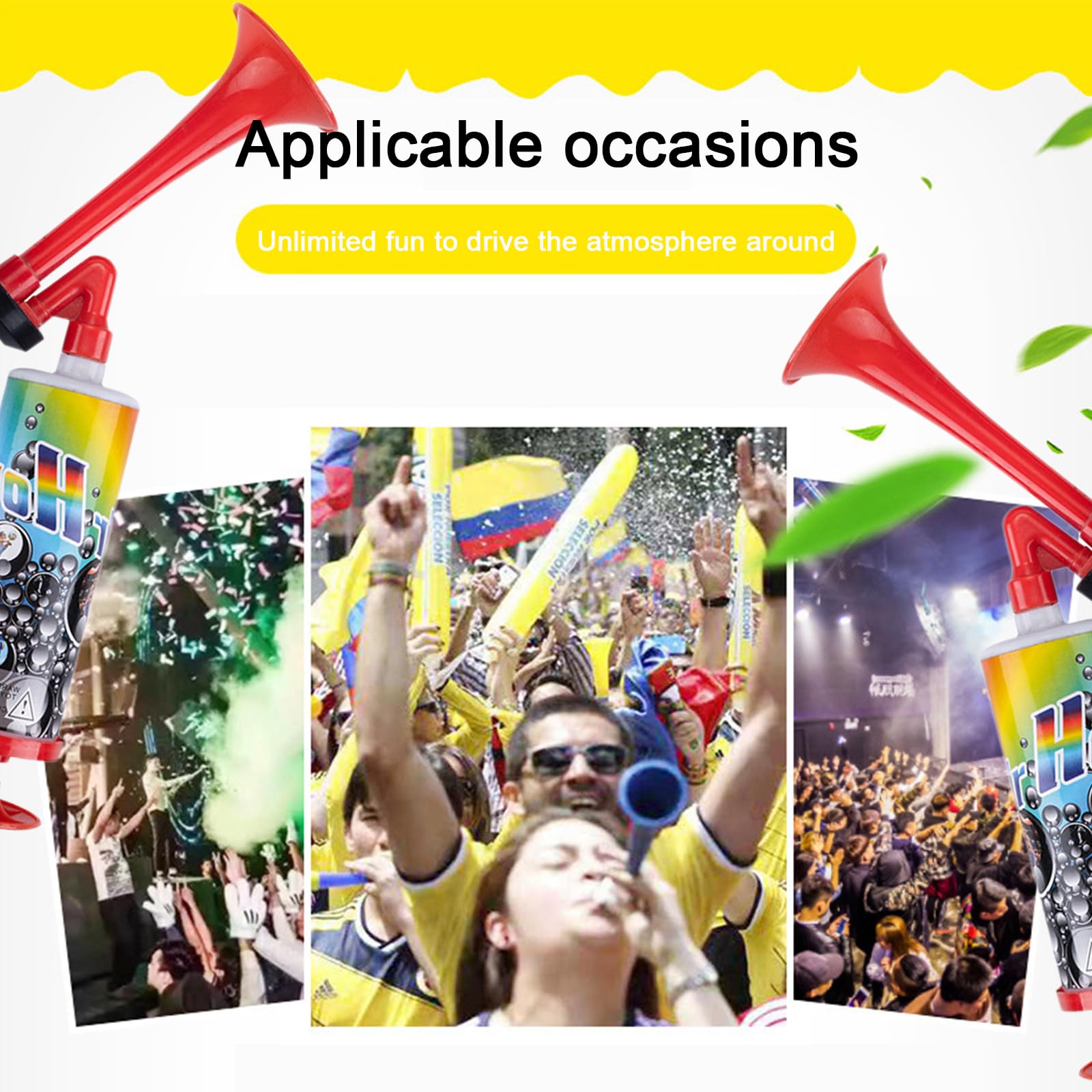 Bocina, 2 PCS Bocina Aire Comprimido, Omba de Aire de Mano, Bocinas de Aire, para Aficionados al Fútbol Adecuada para Estadios, Fiestas y Eventos Deportivos