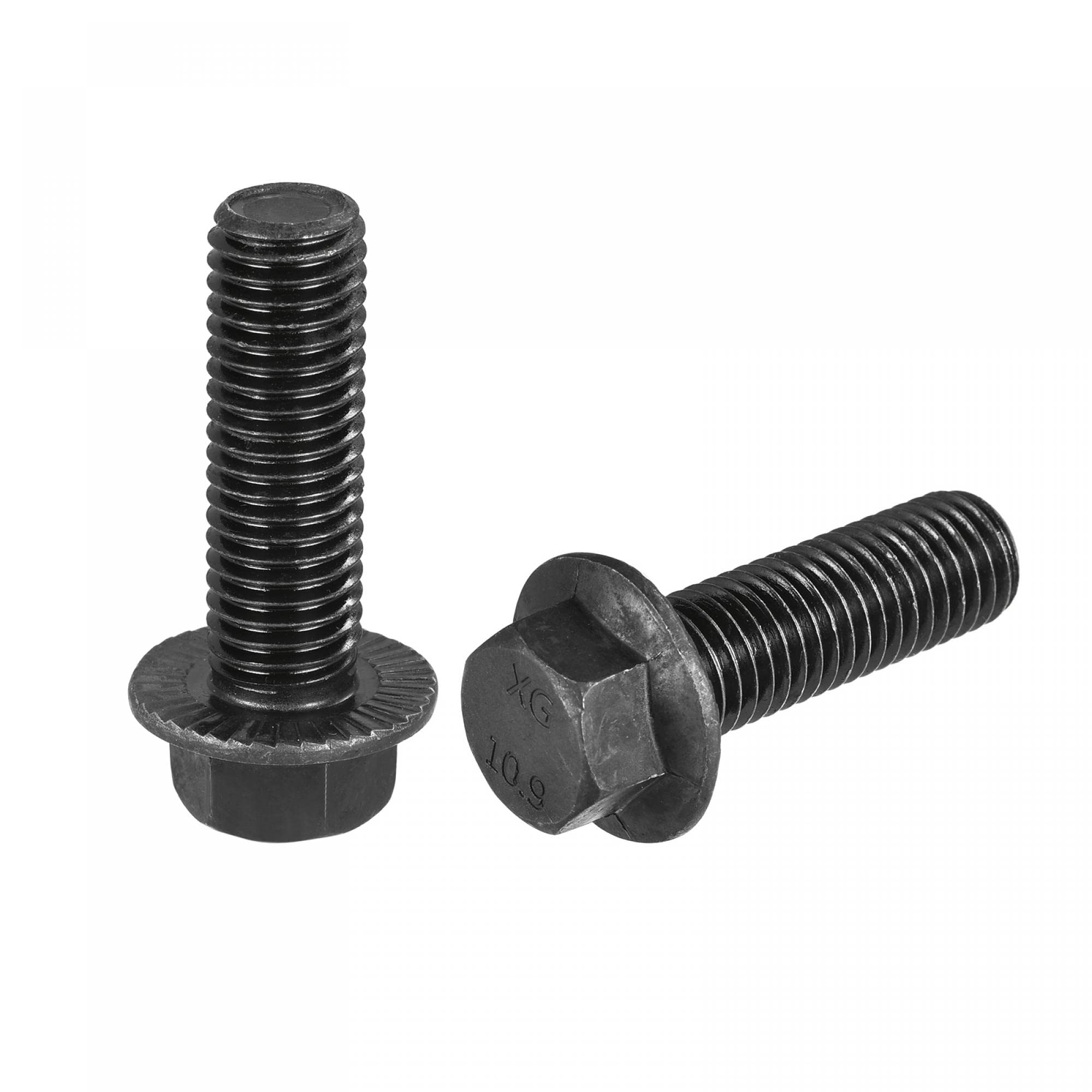 uxcell M14-2x45mm Hex Serrated Flange Bolts 10.9 Grade Carbon Steel Screws 2pcs