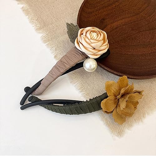 Miniatura 4 de 4 pasadores de horquilla de flores, pinzas para el cabello retorcidas con perlas retro para mujeres y niñas, pasadores de pelo antideslizantes,