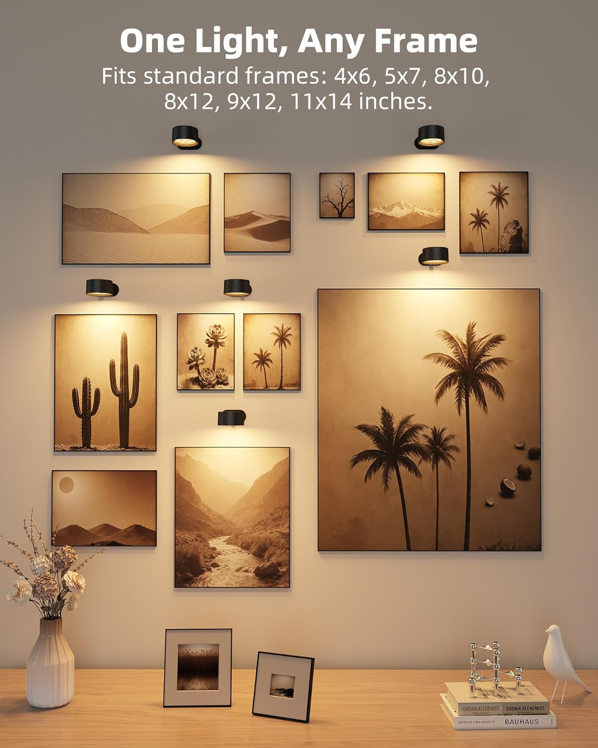 Picture Lights for Wall, 2000mAh Rechargeable Magnetic Art Lights with 3 Color Temps & RGB, Remote Dimmable Battery Operated Wall Light for Bedroom, Living Room, Gallery (Black, 3 Pack)