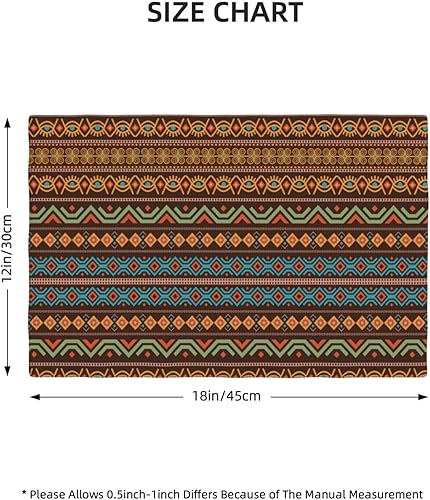 Miniatura 3 de Juego de 4 manteles individuales de estilo étnico bohemio, estilo retro, lavables, antideslizantes, resistentes al calor, 12 x 18 pulgadas, tapete