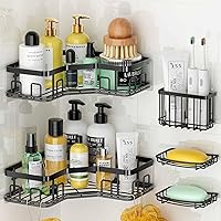 Vista 14 de MAXIFFE Paquete de 3 organizadores de ducha de esquina extragrande con soporte para jabón, gran capacidad, fácil de instalar, sin perforaciones