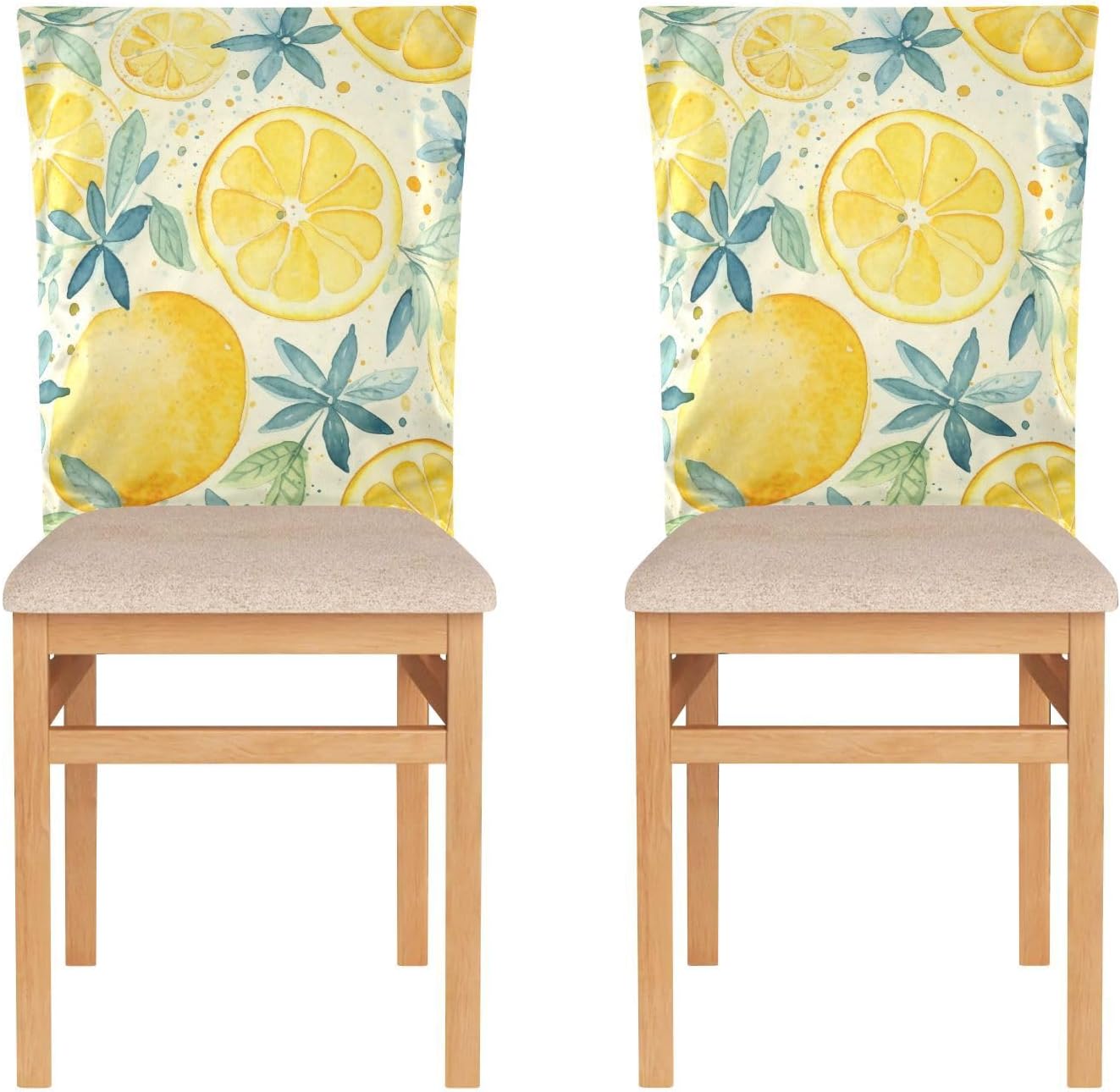 ALAZA Vintage Lemon Flowers Chair Back Cover Set of 6, Washable Reusable Removable Chair Slipcovers Decorative Chair Cover for Home Kitchen Wedding Party