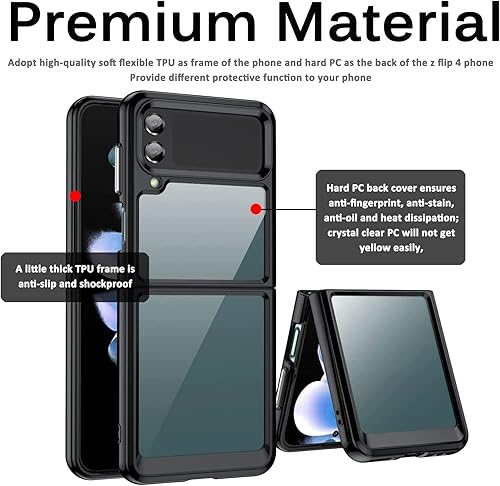 Miniatura 2 de Miimall Funda compatible con Samsung Galaxy Z Flip 4 2022, carcasa plegable ultrafina y gratuita, parte trasera transparente de policarbonato duro