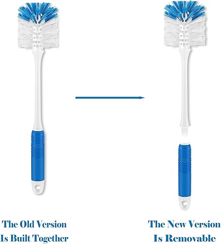 Miniatura 8 de Cepillo de botella de mango largo, limpiador de cepillo para botellas con cerdas de doble función para botellas de agua, cristalería, tazas, termos,