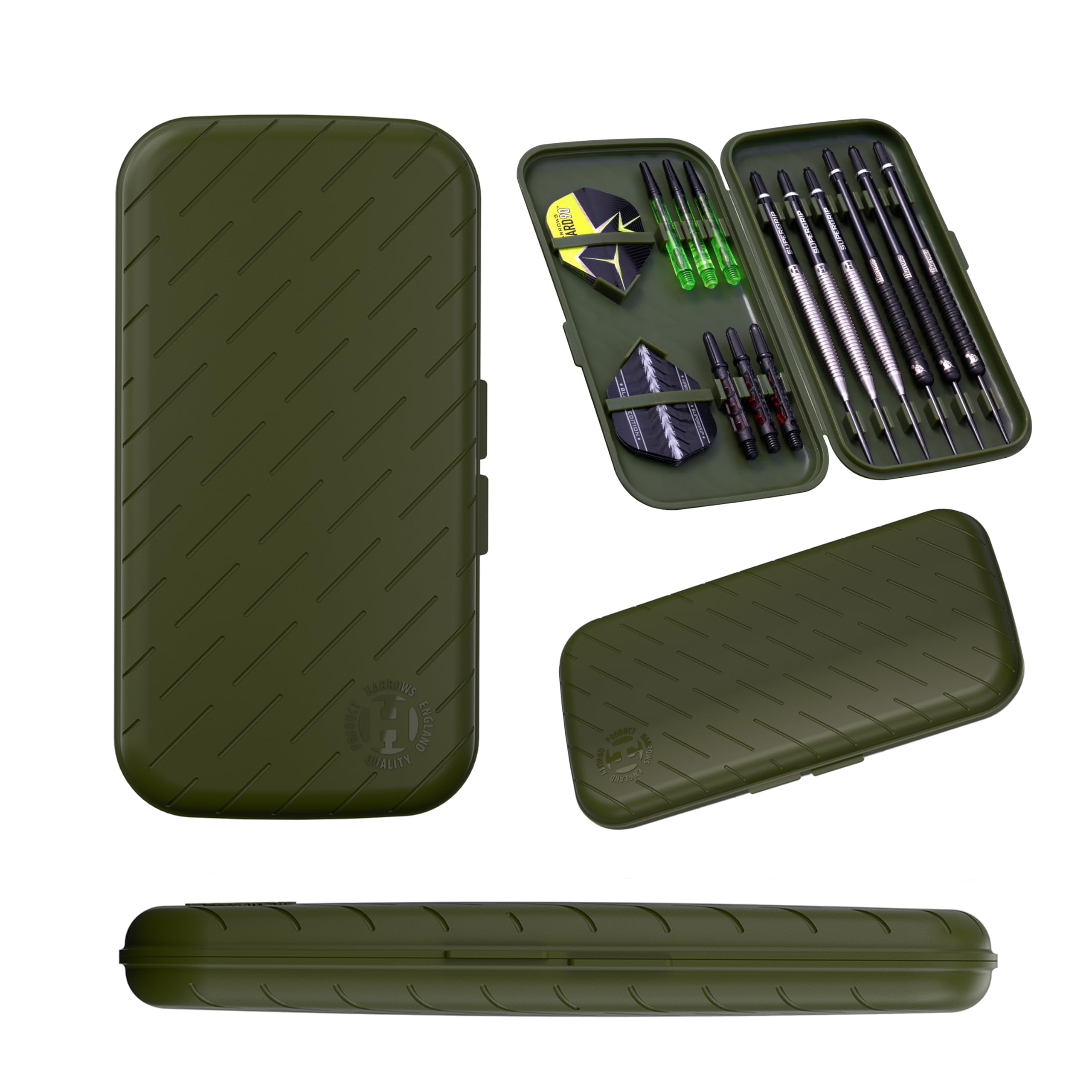Harrows Slim Darts Case | The World's Smallest Lightest 6 Dart Case Darts Holder | Tough Hydrocarbon Construction I Holds 24pcs of Darts & Accessories (Green)