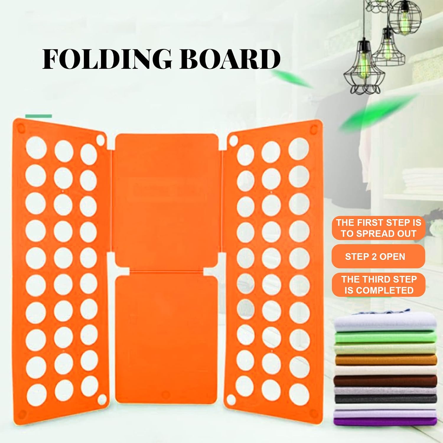 Shirt Folding Board, T Shirt Folder Board Clothes Folding Laundry Organizer Dress Pants Towels Folder for Kids to Fold Clothes (Orange)