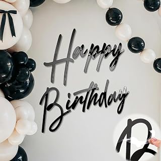 Yousoontic Happy Birthday Sign for Backdrop, 23 x 20 Inch, Classic, Black