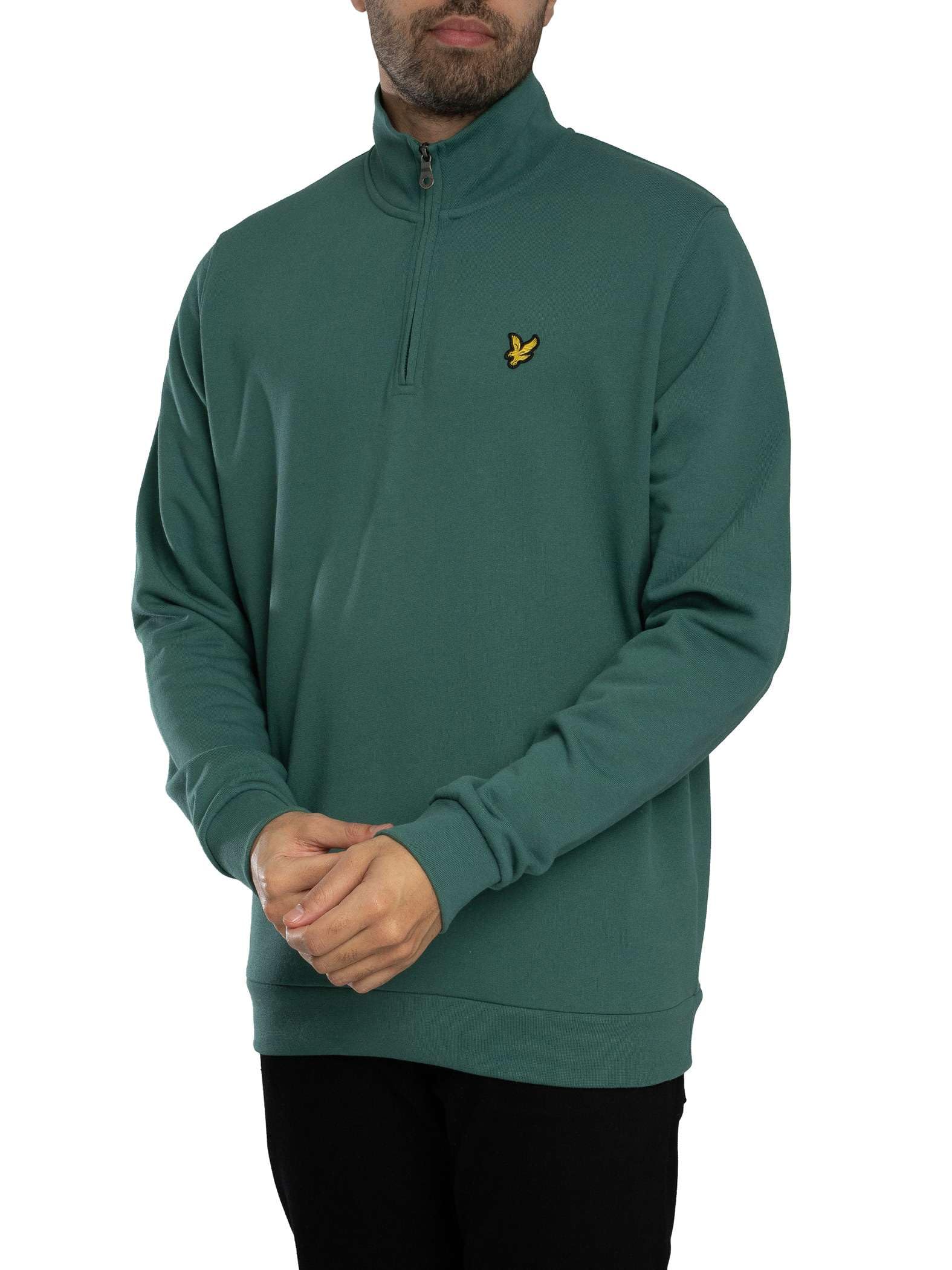 Lyle & Scott Męski Bluza Z Zamkiem Błyskawicznym Na Ćwiartkę, Everglade