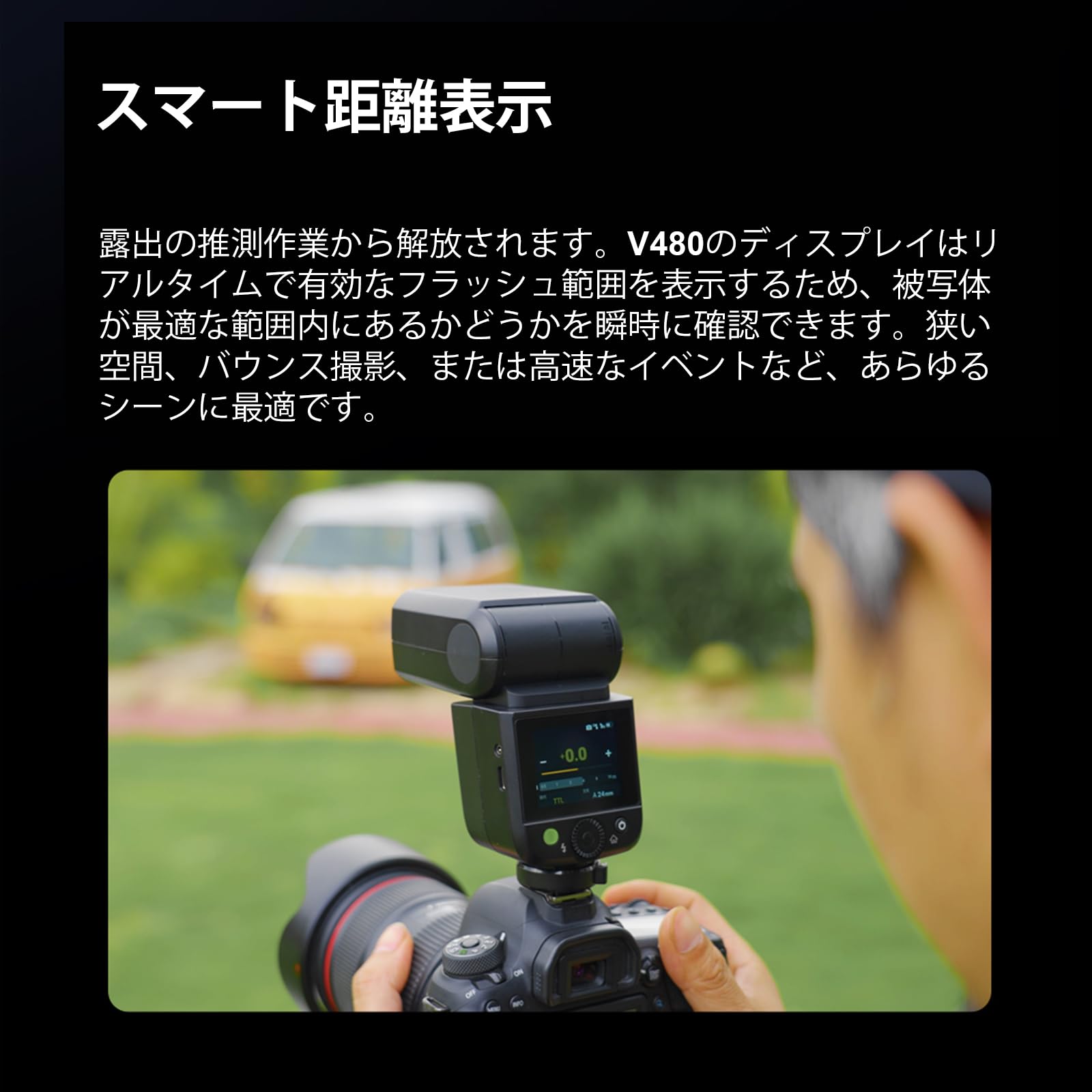 Godox V480 S Flash pour Appareils Photo Sony,V480S TTL Flash avec Diffuseur | Écran Tactile,GN50 1/8000 HSS 7.2V/2200mAh Batterie,V480-S Speedlite Compatible avec Sony Alpha A9 III a7IV a6700 ZV-E10