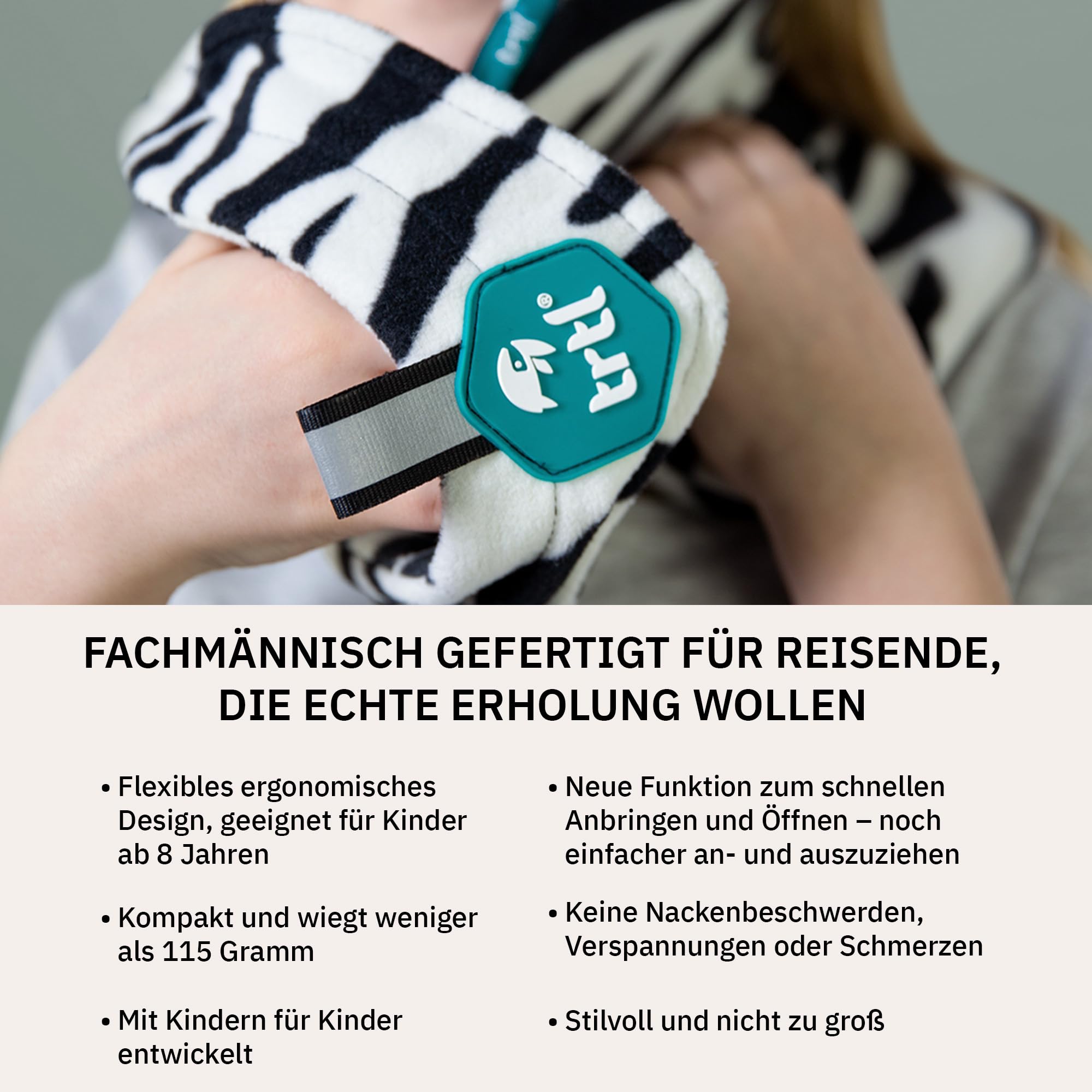 trtl Pillow – Wissenschaftlich belegt super weiches Nacken unterstützendes Reisekissen - Waschmaschinenfest (Aqua Pop, Kind)
