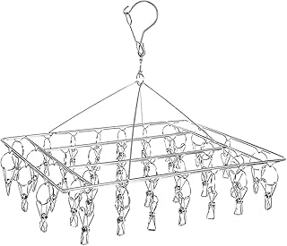 Sock Drying Racks with 30pcs Laundry Pegs Laundry Drip Hanger Laundry Clothesline Hanging Rack Metal Clothespins Rectangle For Drying Baby Clothes, Towels, Underwear, Lingerie, Delicate Bras