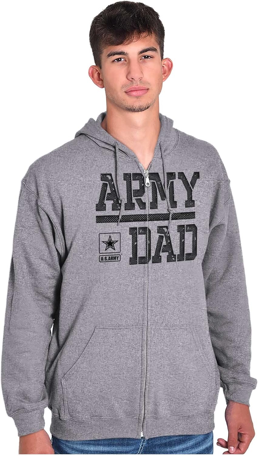Brisco Brands US Army Dad Military Father Star Logo Zip Hoodie Sweatshirt Men