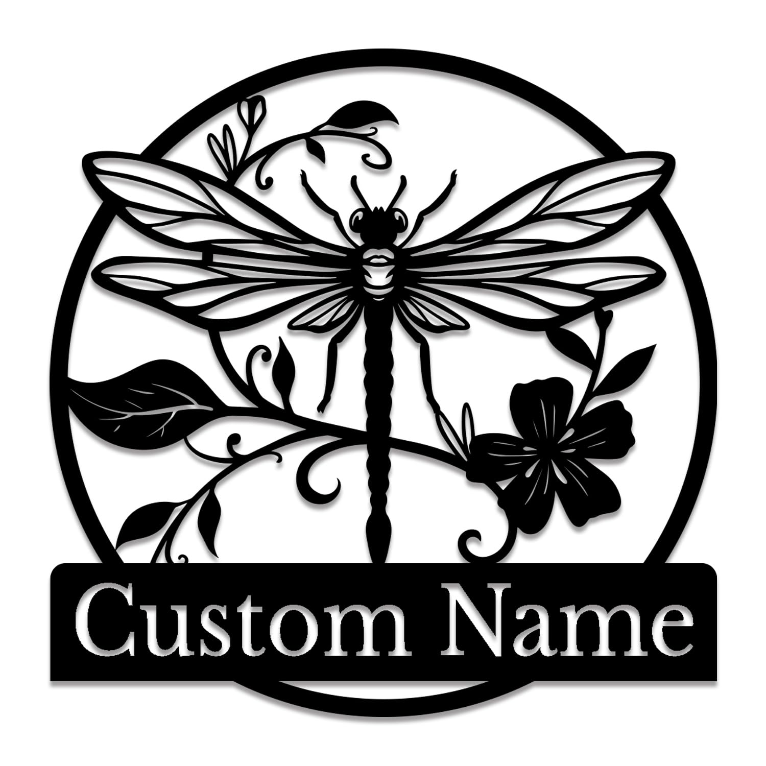 Senyer Style-1 Custom Dragonfly Metal Wall Art, Personalized Dragonfly Garden Sign, Dragonfly Monogram, Personalized Name Sign, Outdoor Wall Sign, Porch Wall Decor, Custom Date Sign,Home Gift (Style-1)