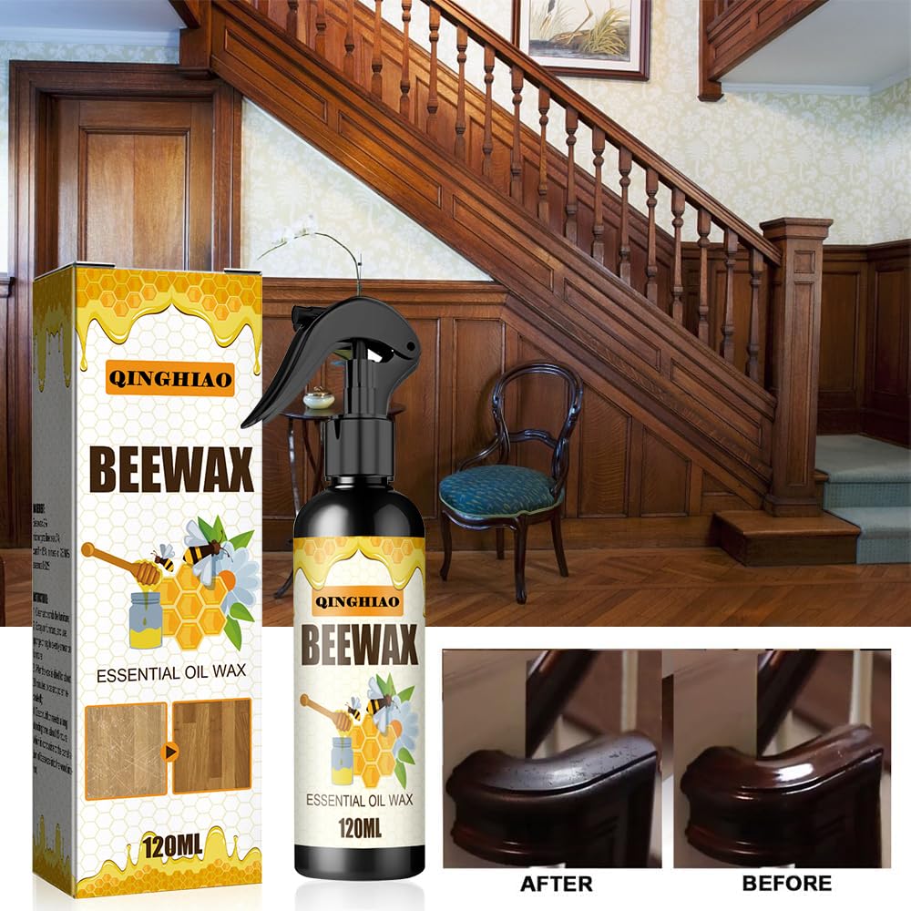 Aerosol de cera de abejas de micromolécula natural, cera de abejas en spray para pulir y limpiar muebles, cera de abejas multiusos para renovar el suelo de los muebles de madera (120 ml)