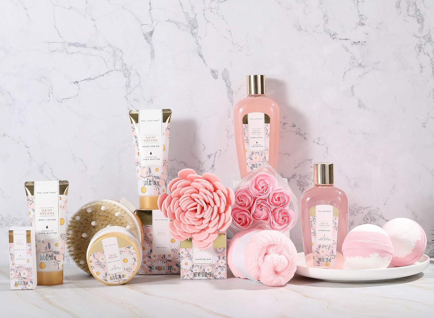 Spa Luxetique Gift Baskets for Women, Dasiy Dream Scented 15pcs Bath Gift Sets with Shower Gel, Hand Cream and Tote Bag, Mother's Day Gifts for Mom - Image 7