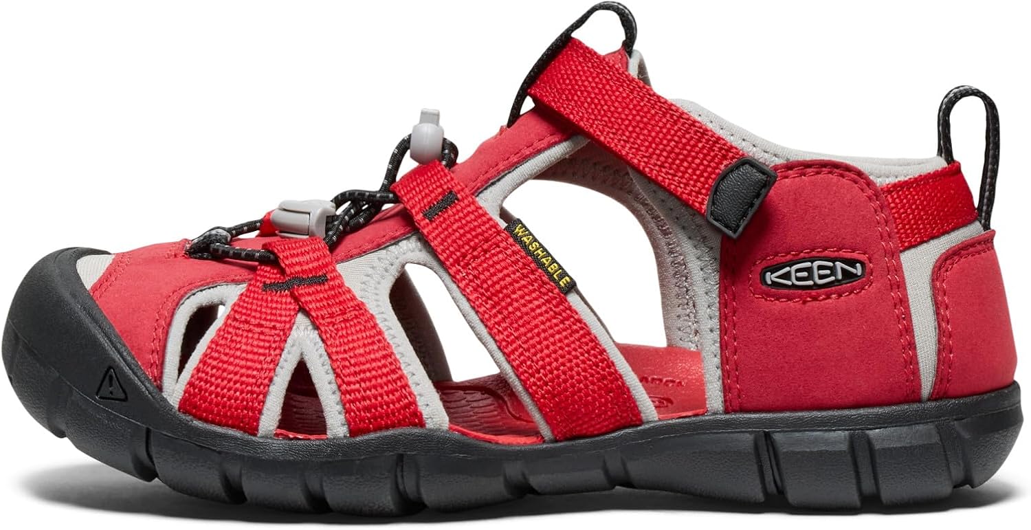 KEEN Unisex-Child Seacamp 2 CNX Closed Toe Sandals, Ribbon Red/Alloy, 2