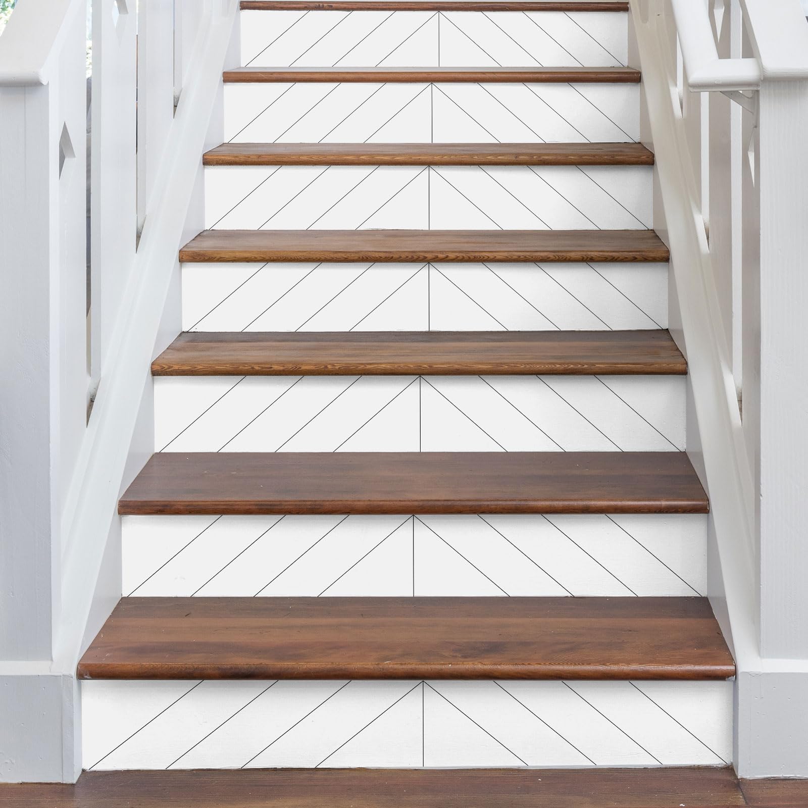 Tiras adhesivas de vinilo escandinavo para escaleras interiores de madera o baldosas
