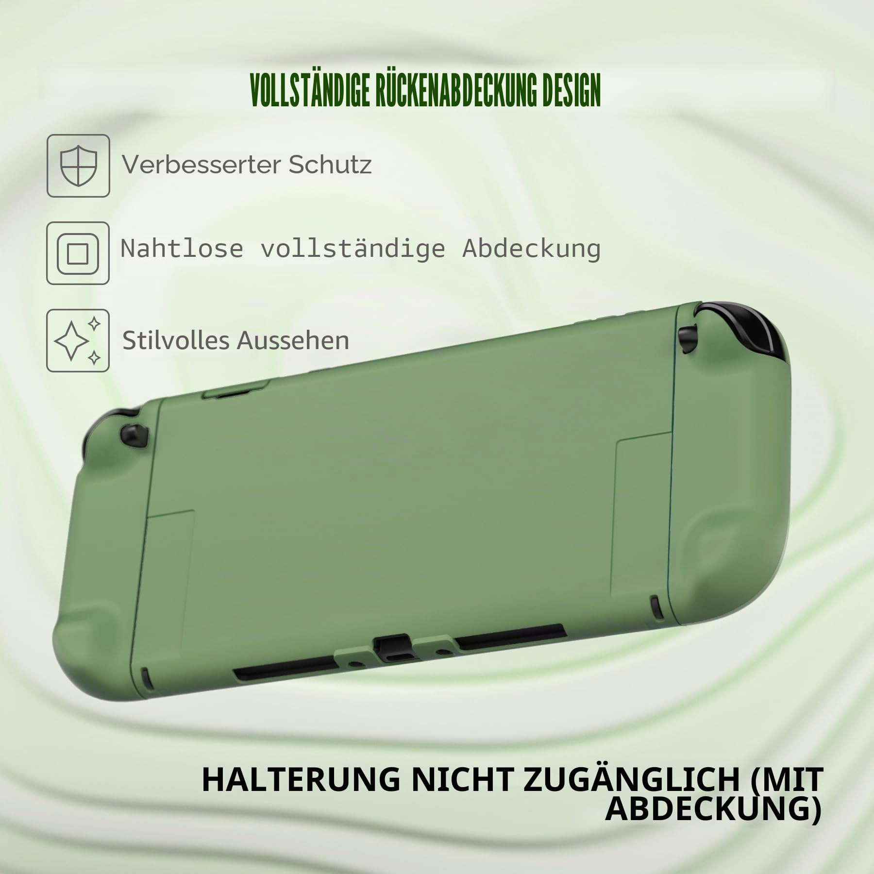 PlayVital Split-Schutzhülle für Switch 2, Kratzfeste Hülle, Dockbares Case, Ergonomischer Griphülle mit Klappständer & Joystick Kappen Zubehör für Nintendo Switch 2, Matcha Grün