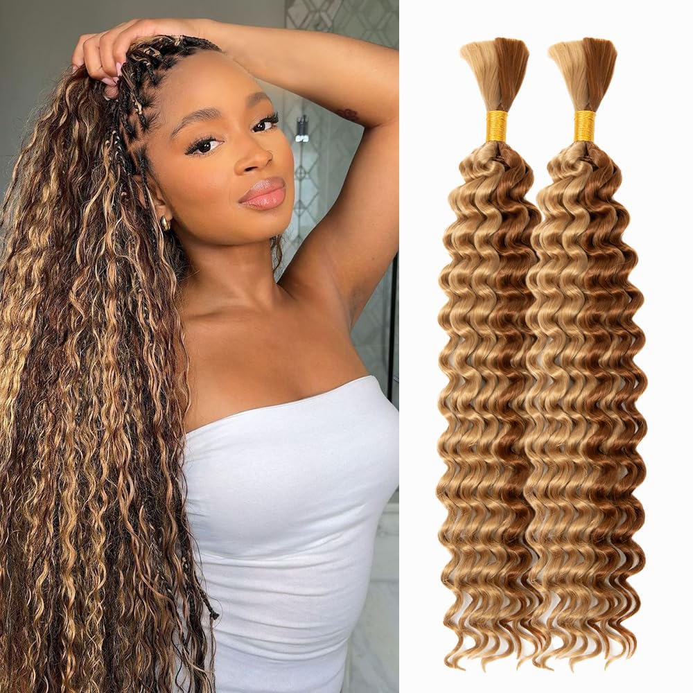 Deep Wave Bulk hair for Braiding Wet and Wavy Micro Braiding Hair No Weft Faux Deep Wave Braiding Hair Extensions for Box Boho Braids 150g with
