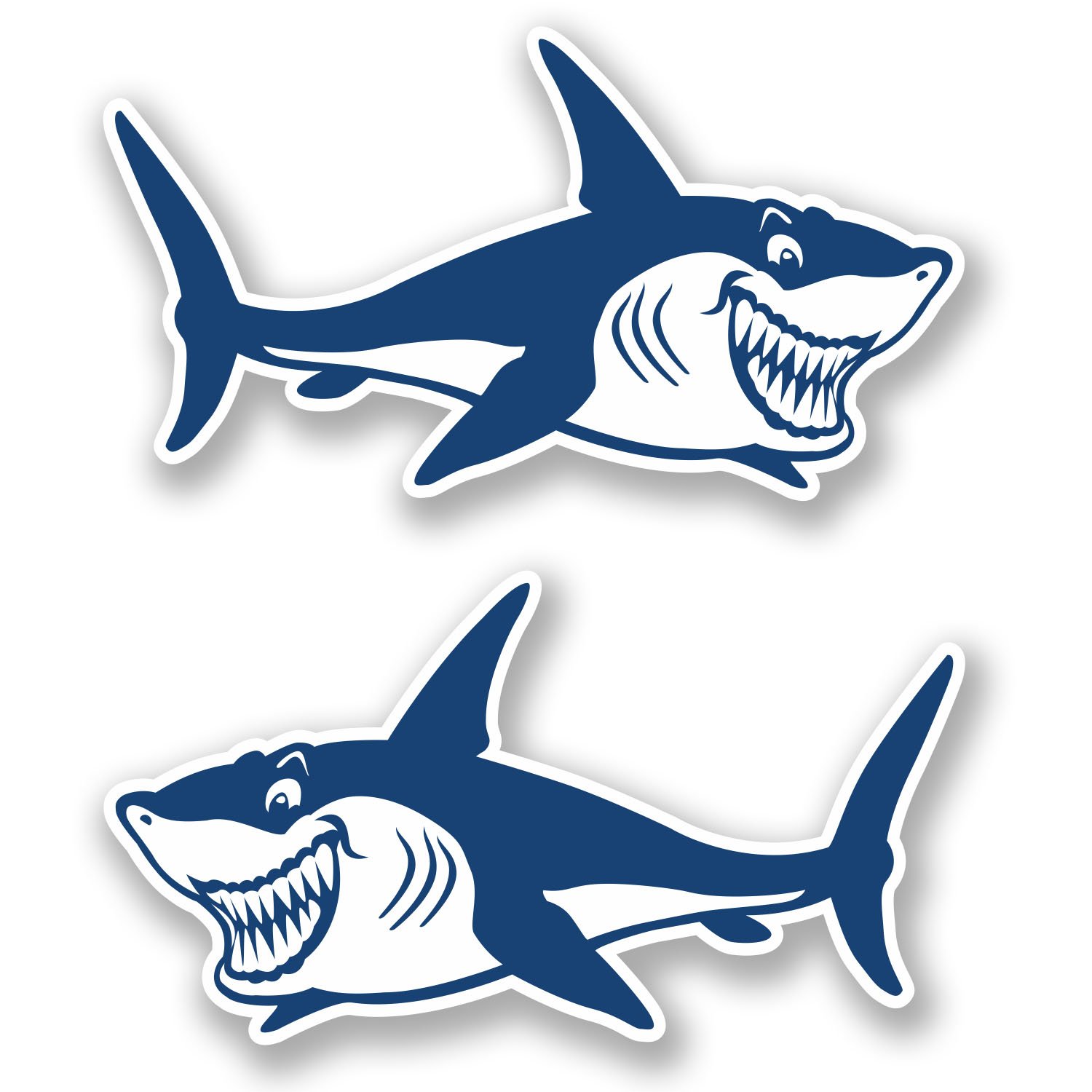 Destinationvinyl Multi 2 X 10Cm Great White Shark Vinyl Sticker Bike Laptop Car Helmet Fun Kids #5105 (10Cm Wide X 5.5Cm Tall)