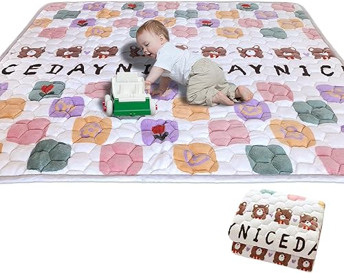 YANGSHILEI Tapete para corralito de 50 x 50 pulgadas, grueso de una pieza, antideslizante, acolchado, tapete de juego para bebés, niños pequeños,