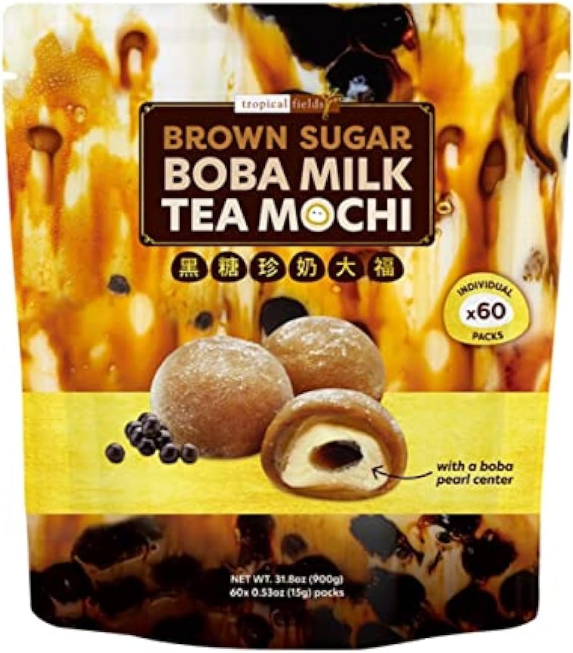 Tropical Fields Brown Sugar Boba Milk Tea Mochi, 31.8oz