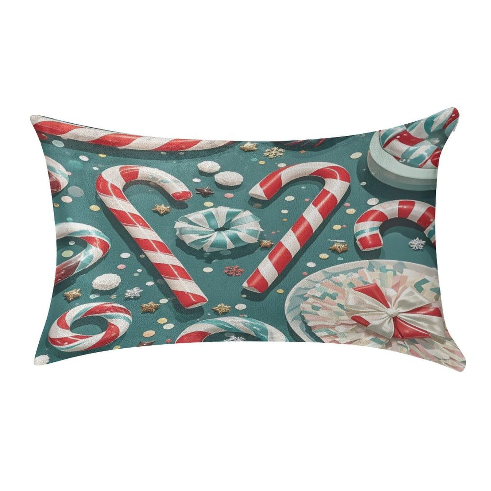 FekiLoot Christmas Candy Cane Pillowcase Velvet Throw Pillow Cover Soft Lumbar Pillow Shells Rectangle Cushion Cases with Zipper Luxury Cozy Pillows Shams for All Seasons 12 X 20 in