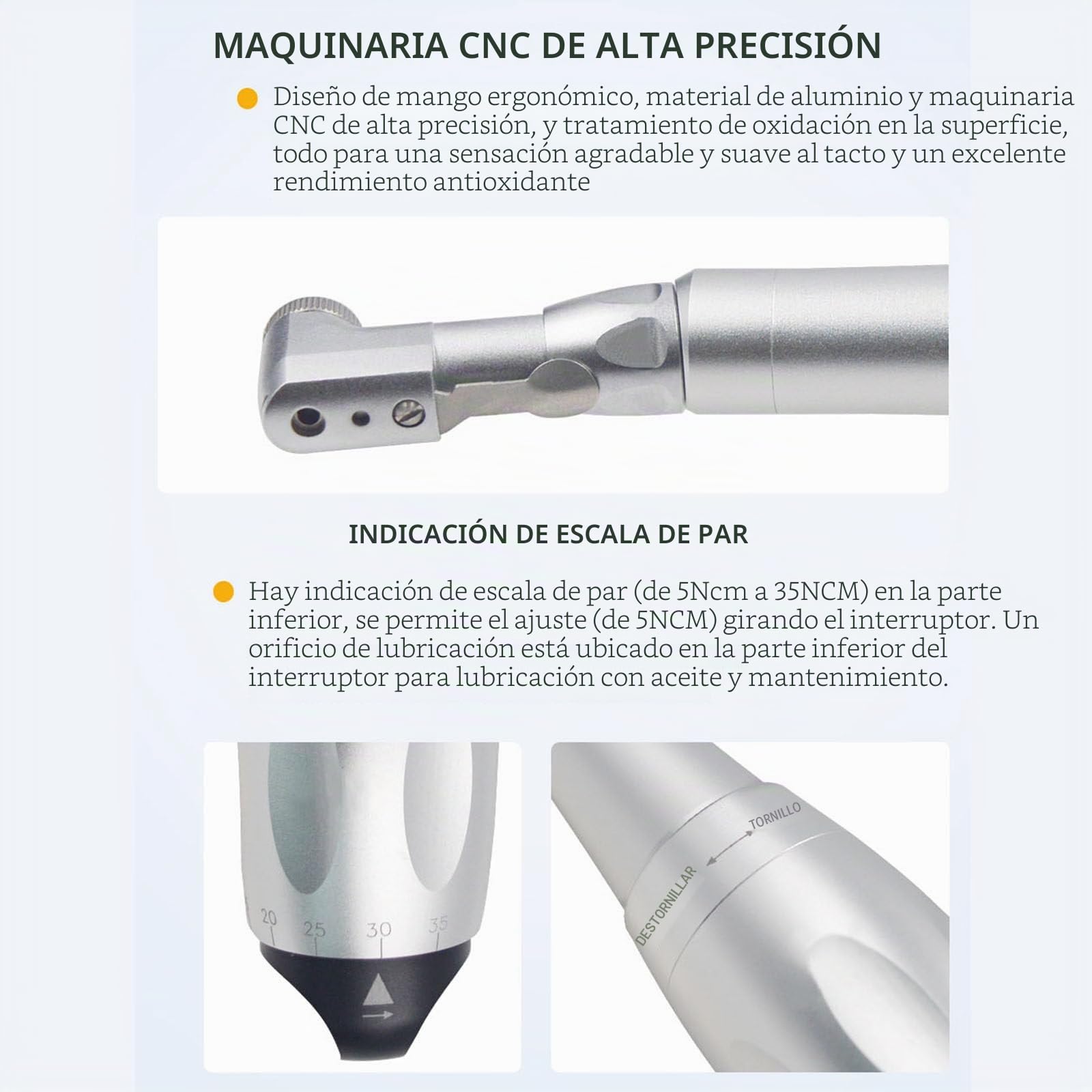 Llave Dinamométrica Dental, Juego De Herramientas Para Restauración Dental, 7 Configuraciones De Torque (5-35 N.Cm) + 16 Cuchillas Universales Para Tornillos, Para Clínicas Dentales
