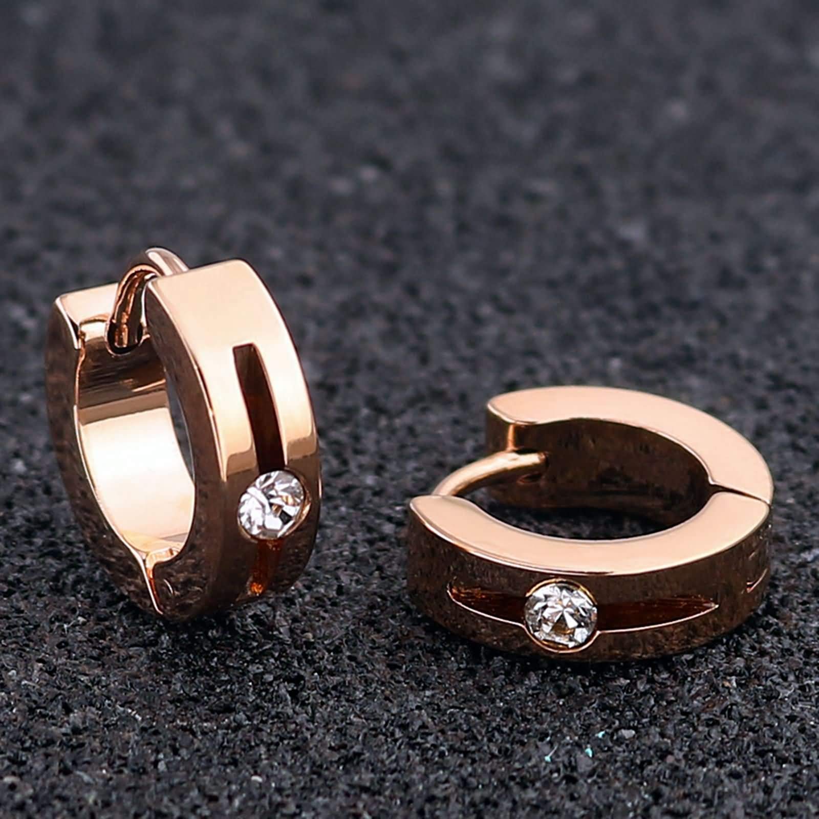 KnSam Pendientes de oro, plata, oro, pendientes para hombre, en forma de U, de acero inoxidable, unisex, plata, oro, oro rosa, negro