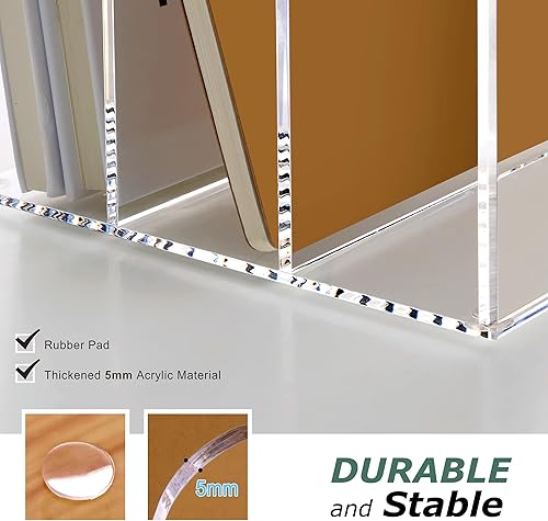 Miniatura 4 de SANRUI Organizador de escritorio de acrílico para revistas, clasificadores de espacio de trabajo, sujetalibros transparente soporte clasificador de