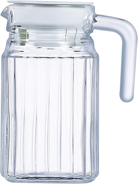 ARC International Luminarc Quadro Jug with White Lid Pitchers, 16 3/4-Ounce