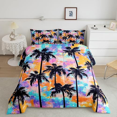 Miniatura 10 de Erosebridal Juego de edredón de cerdo rosa para niñas, decoración de habitación Kawaii, tamaño matrimonial, relleno de edredón de hojas florales