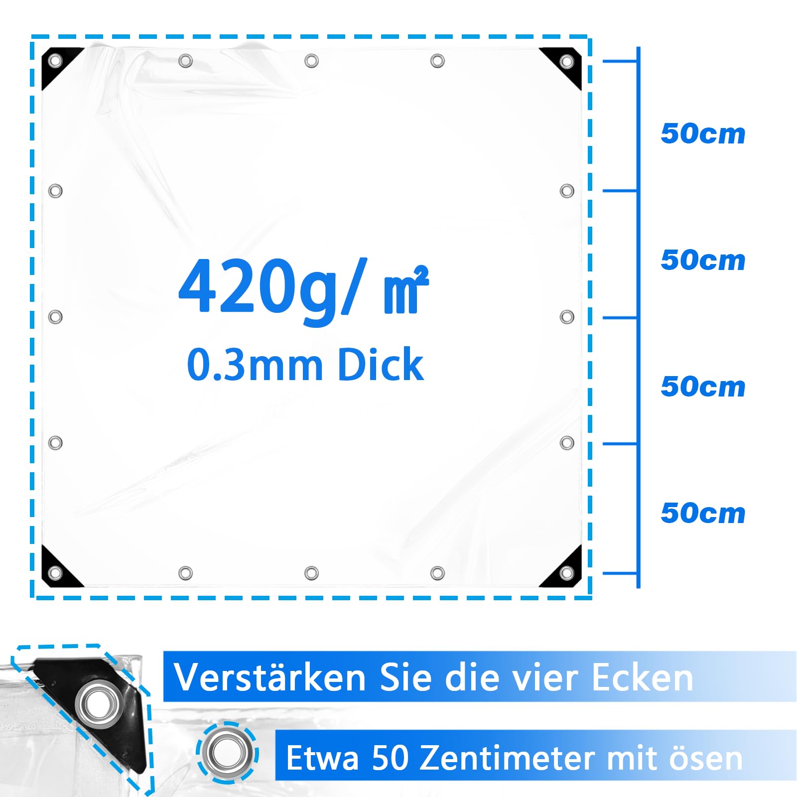 TELONE TELO RETINATO IN PVC TRASPARENTE OCCHIELLATO IMPERMEABILE TIPO PESANTE EB - Foto 14