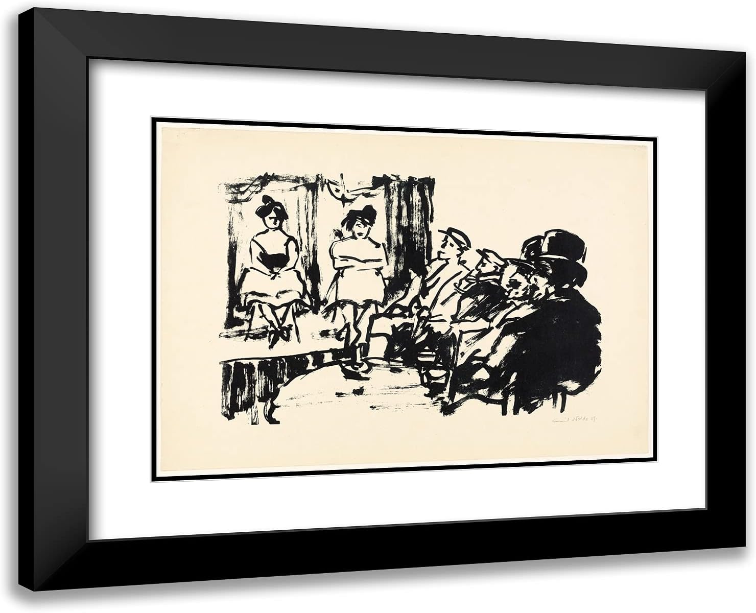 ArtDirect Emil Nolde 24x19 Black Modern Framed and Double Matted Art Print Titled Tingel-Tangel III