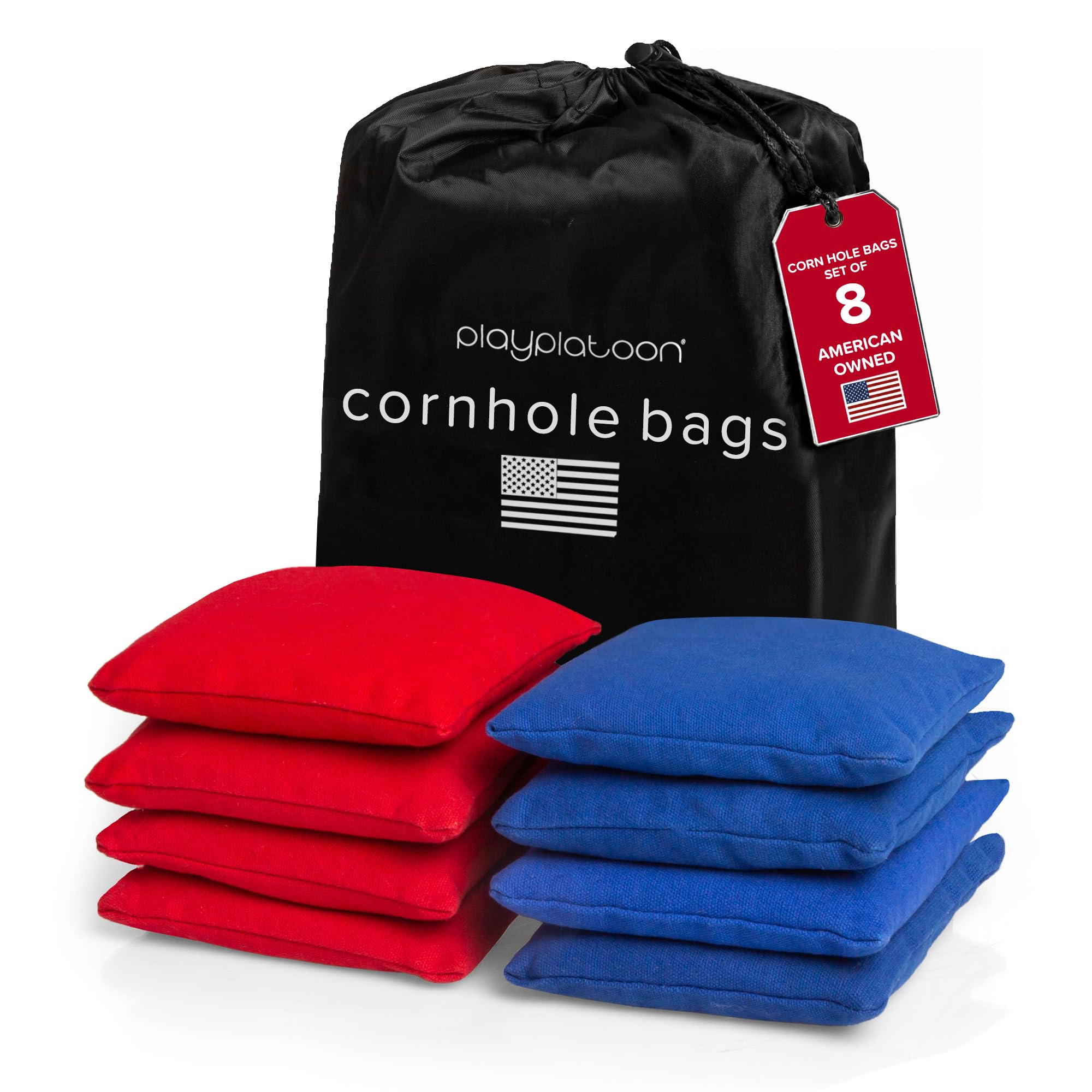 Play Platoon Cornhole Bags Set of 8 Regulation Size &amp; Weight Duck Cloth