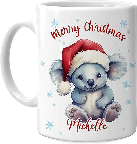 Vista 69 de Hyturtle Regalos personalizados para amantes de las ardillas, con sombrero de Papá Noel, taza de café de cerámica con nombre personalizado, taza