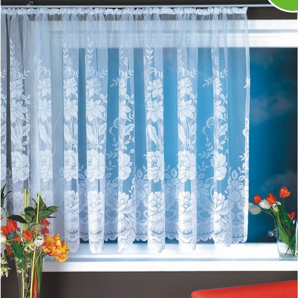 Voile rideaux pour rideaux de chambre jacquard dentelle blanc grand format 300x245cm