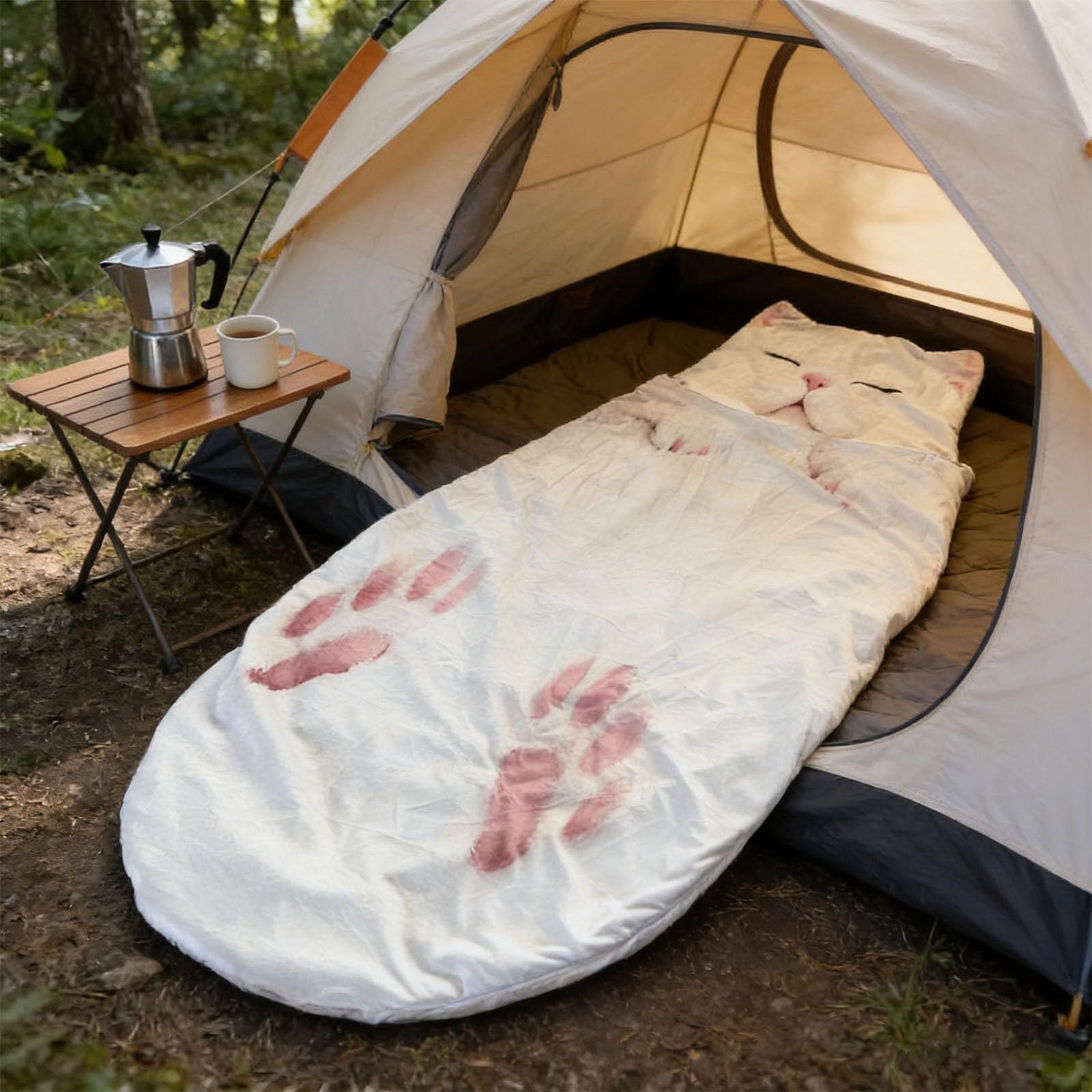 Plush Cat Print Envelope Sleeping Bag, Cat Shaped Plush Sleeping Bag For Adults, Giant Plush Envelope Design With Soft Flannel Lining Self, For Camping And Home Lounging (A#190 * 80cm)