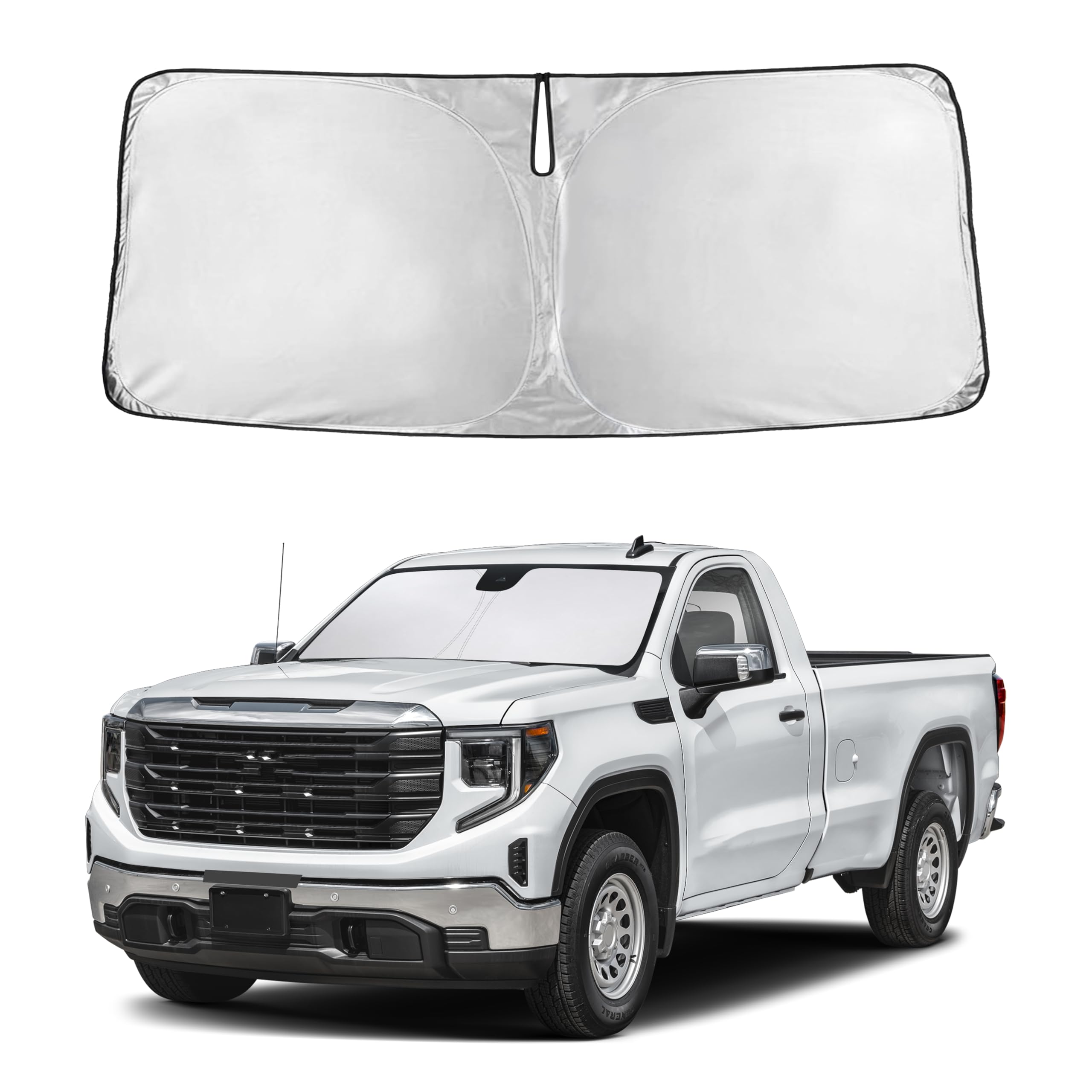Autovir Windshield Sun Shade Fit for 2019-2024 2025 2026 Gmc Sierra 1500-3500 Sunshade, Front Car Window Shades Sun Visor, Blocks UV Rays & Heat, Car Accessories Fit for Gmc Sierra 1500-3500 2019-2026