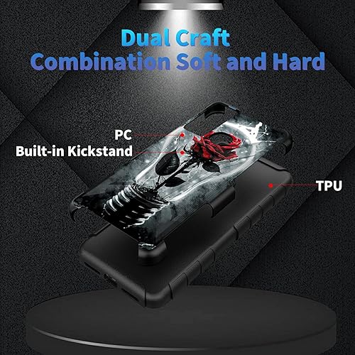 Miniatura 283 de AT&T Calypso 2 (U319AA) Funda con protector de pantalla de vidrio templado resistente con función atril integrado para debut de críquet, ciervo