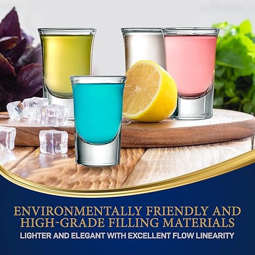 Miniatura 5 de NutriChef Paquete de 4 vasos transparentes  Juego de 4 vasos de chupito redondos elegantes de 1 onza  base estable, resistente a los golpes térmicos