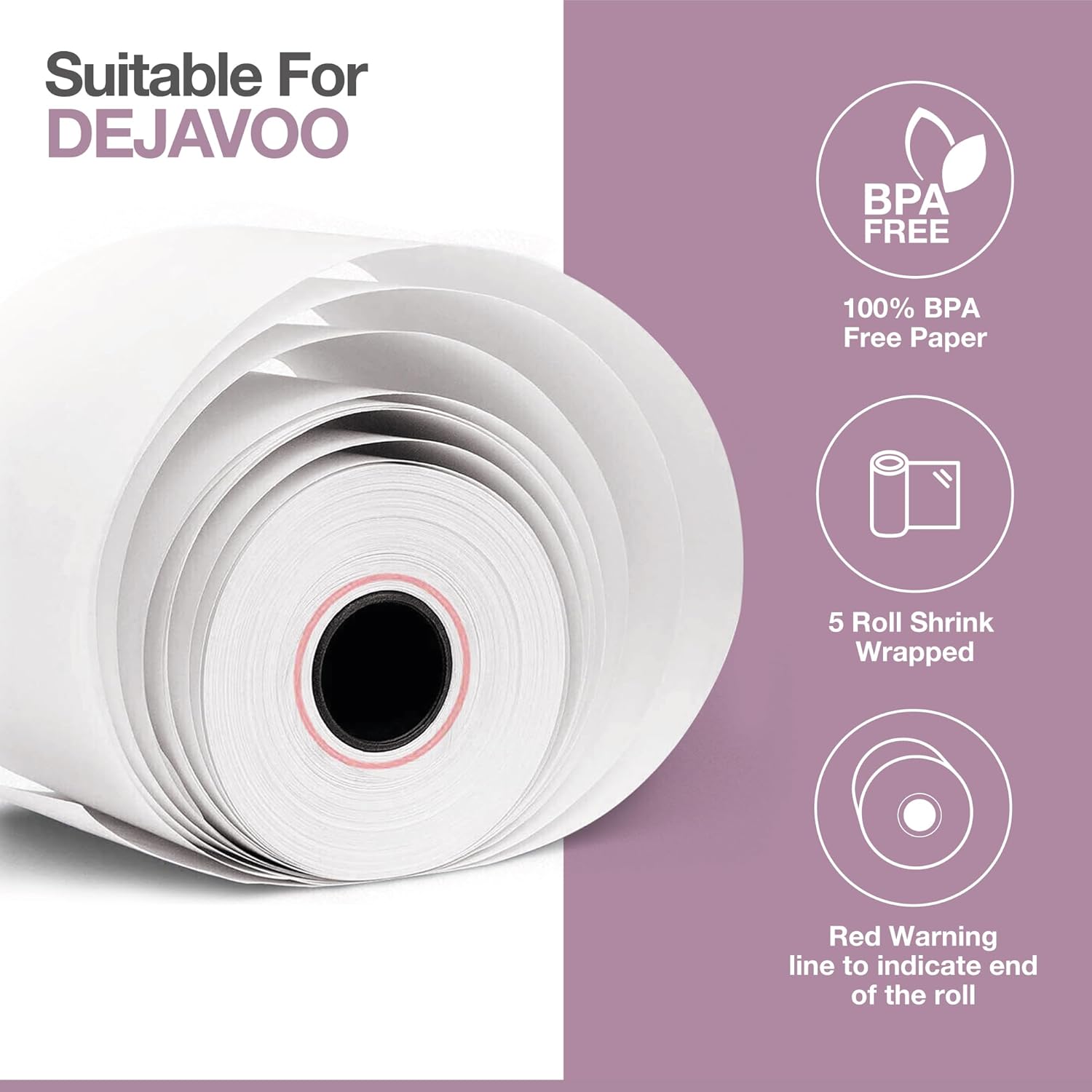 Thermal Paper Rolls for Dejavoo Z8, Z9, Z11, P1, P3, P8, QD1, QD2, QD4, QD5 – BPA‑Free Receipt Paper for Credit Card Machines – 20 Rolls