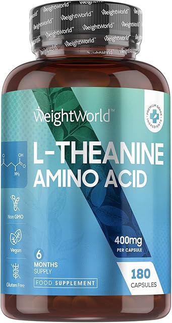 L Theanine 400mg - 6 Months Supply (180 Vegan L Theanine Capsules) - Natural Nootropics Supplements - Alternative to Coffee - High Strength Amino Acid Supplement - One Capsule A Day - Gluten Free