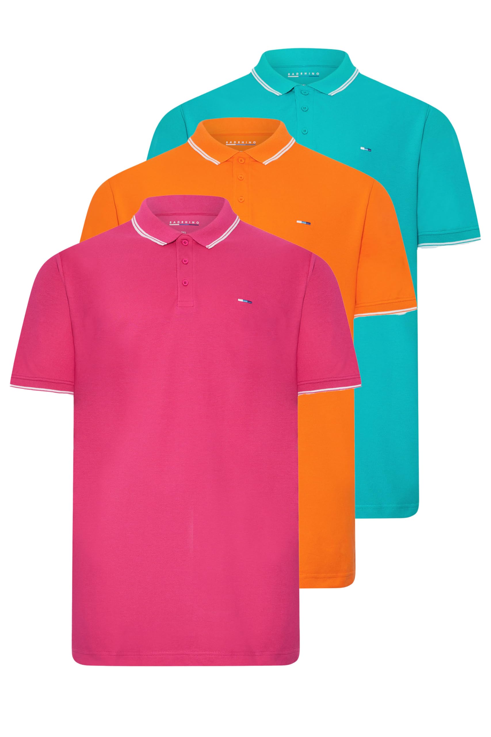 BadRhino Men's Polo Shirt 3 Pack - Pink - Cotton - 4XL