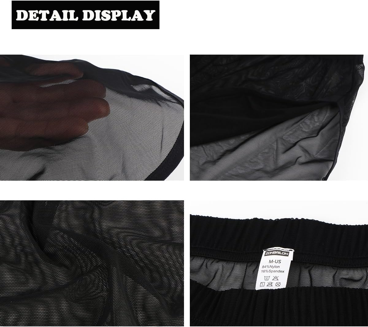 ZONBAILON Men's Boxer Shorts Loose Split Side Mesh See-Through Sexy Breathable Underwear M L XL 2XL 3XL - Image 3