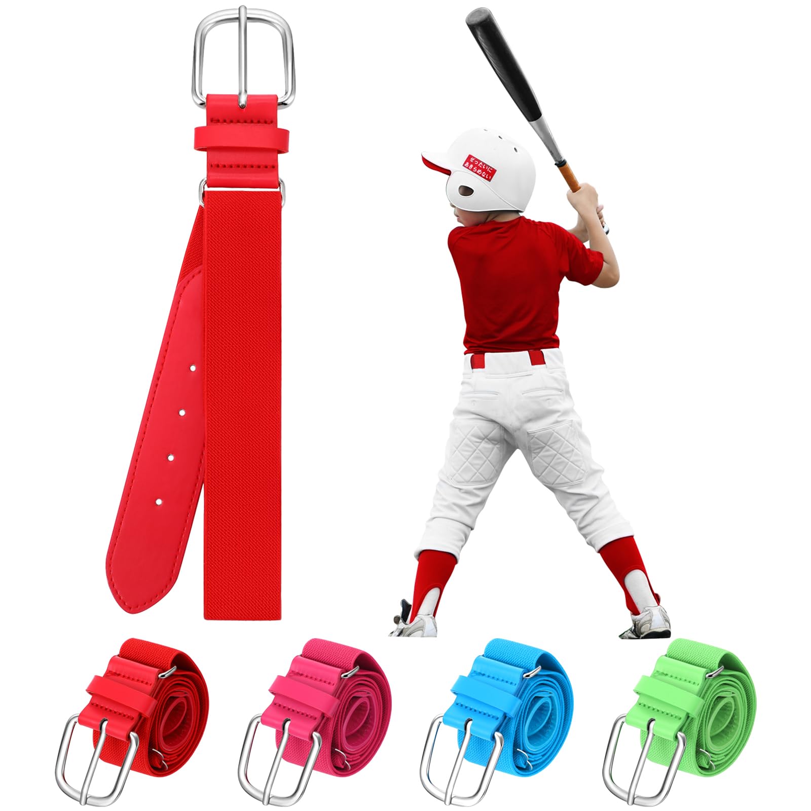 Panitay Youth Baseball/Softball Belt PU Leather Elastic Adjustable Uniform Belt Waist Belt for Boys Girls Youth