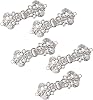 WANDIC Cardigan Clips, 5 Pairs Vintage Flower pattern Cape Fasteners Sew On Hooks And Eyes Cardigan Clip Cloak Clasp Fasteners For Sweater Shawl, White Nickel