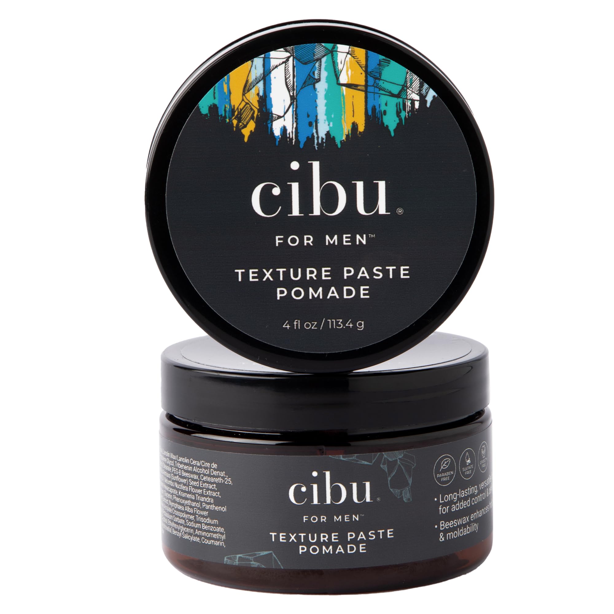 CIBU for Men Texture Paste Pomade 4 oz - Strong Hold Pomade for Men for Long Lasting Hold Texture, and Definition - Ideal for Messy, Sleek, and Casual Hair Styles